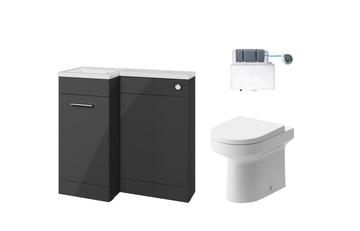 900mm Levanto L Shape Bathroom Furniture Set – Gloss Steel Grey