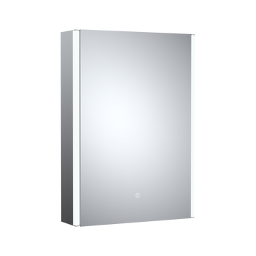 Rectangular mirror cabinet with a white frame on a white background