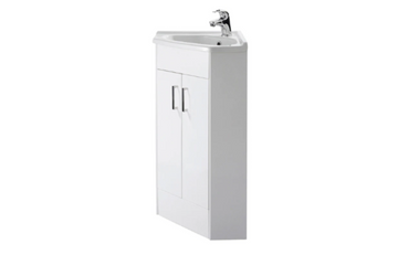 Elgin Gloss White Corner Cabinet Vanity Unit with Basin 2 Door