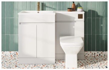 Blue Whale Waterguard 1100 L Shape Furniture Pack with Pan, Seat & Cistern - Gloss White