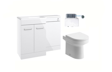 1100mm Levanto L-Shaped Furniture Set - Gloss Polar White