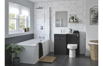 1000mm Levanto L-Shaped Furniture Set - Steel Grey Gloss