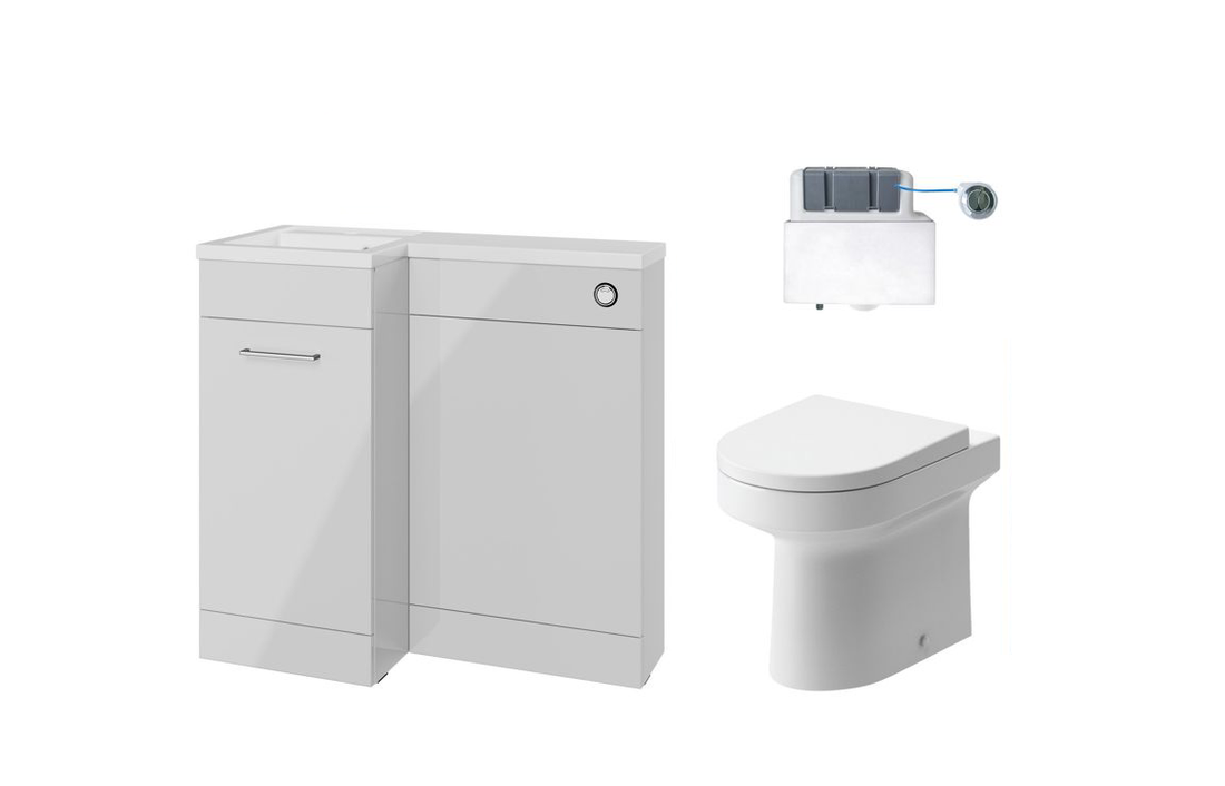 900mm Levanto L Shape Bathroom Furniture Set – Gloss Powder Grey