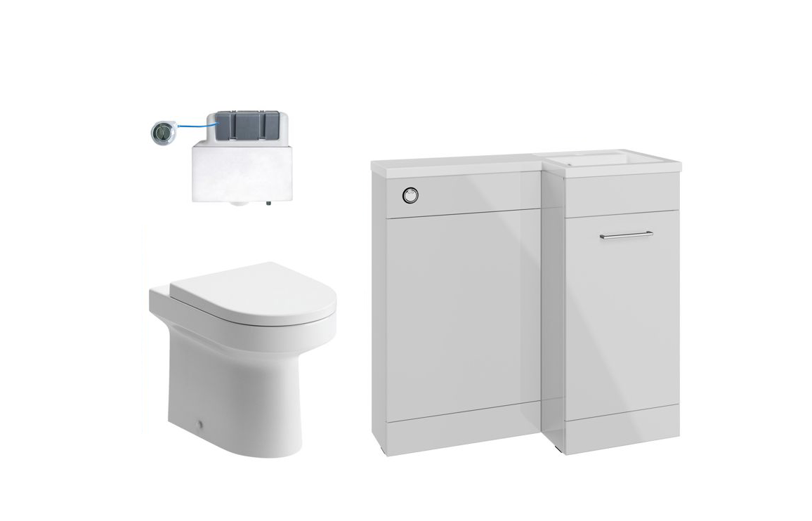 900mm Levanto L Shape Bathroom Furniture Set – Gloss Powder Grey