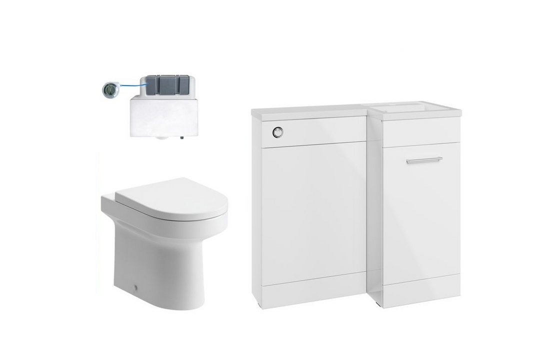 900mm Levanto L Shape Bathroom Furniture Set – Gloss Polar White