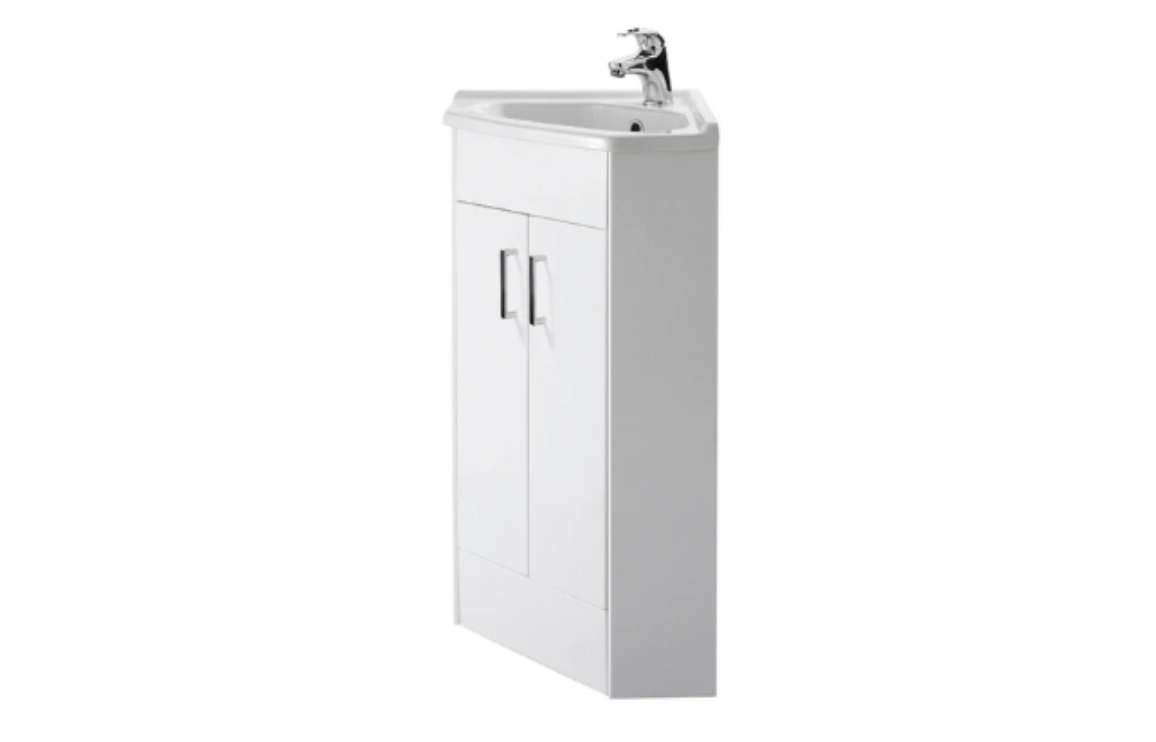 Elgin Gloss White Corner Cabinet Vanity Unit with Basin 2 Door