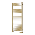 Gold towel radiator on a white background