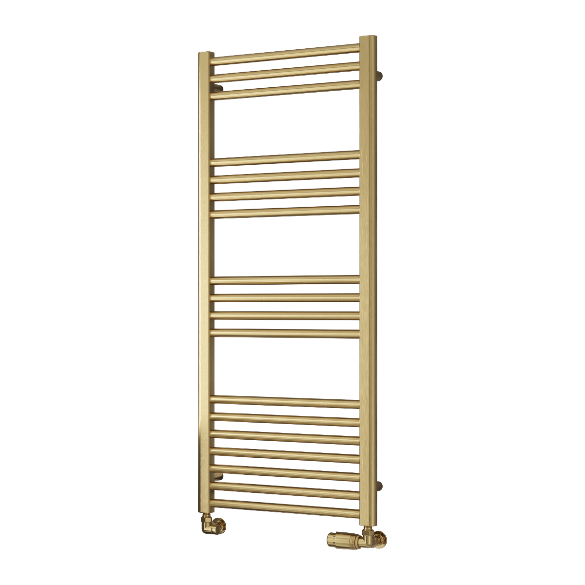 Gold towel radiator on a white background