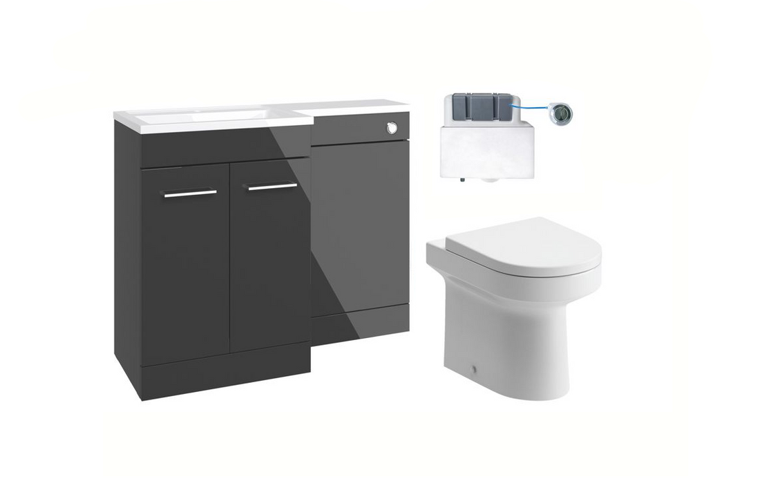 1000mm Levanto L-Shaped Furniture Set - Steel Grey Gloss
