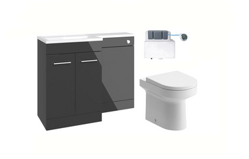 1100mm Levanto L-Shaped Furniture Set - Steel Grey Gloss