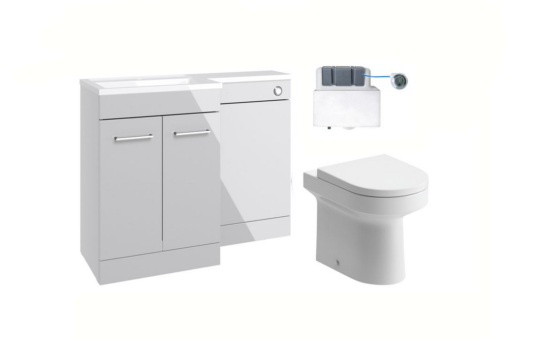 1000mm Levanto L-Shaped  Furniture Set - Gloss Powder Grey