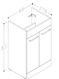 Technical drawing of a bathroom vanity with dimensions, OXFORD BATHROOM FOCAL POINT , BASIN UNIT