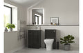 Bathroom interior with dark vanity unit, toilet, and decorative elements.
OXFORD BATHROOM FOCAL POINT 