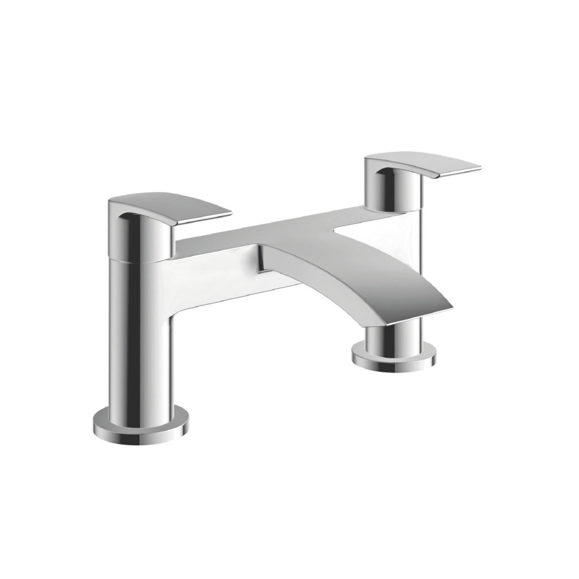 Chrome bath faucet on a white background