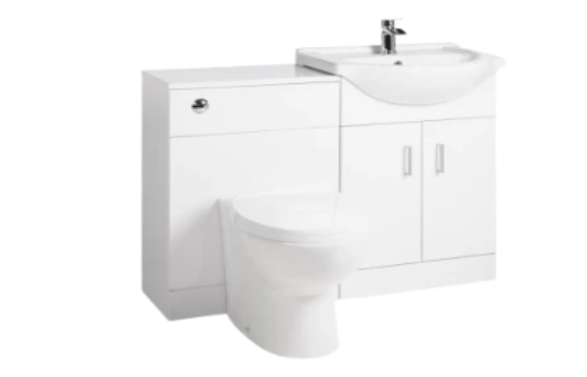 Radius Gloss White 2 Door Vanity Unit & Toilet Suite