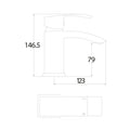 Technical drawing of a product with dimensions labeled
