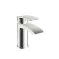 Chrome bathroom faucet on a white background