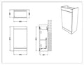Technical drawing of a cabinet with dimensions