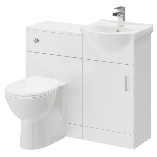 Radius Gloss White 2 Door Vanity Unit & Toilet Suite