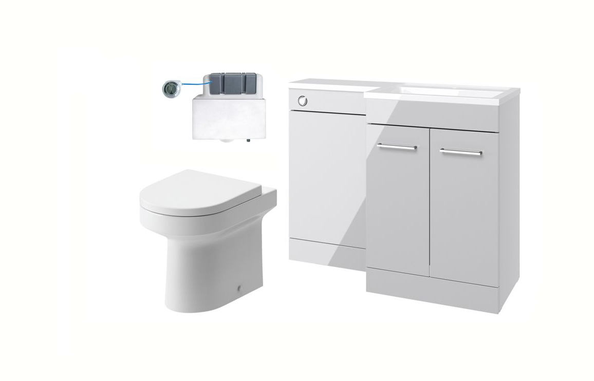 1100mm Levanto L-Shaped  Furniture Set - Powder Grey Gloss