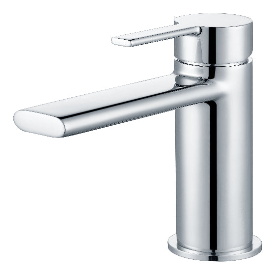 Chrome bathroom faucet on a white background