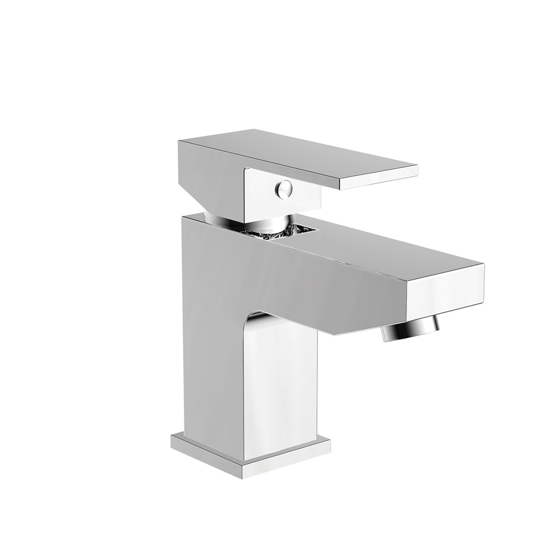 Cube Square Chrome Mono Basin Mixer Tap with Chrome Slotted Waste