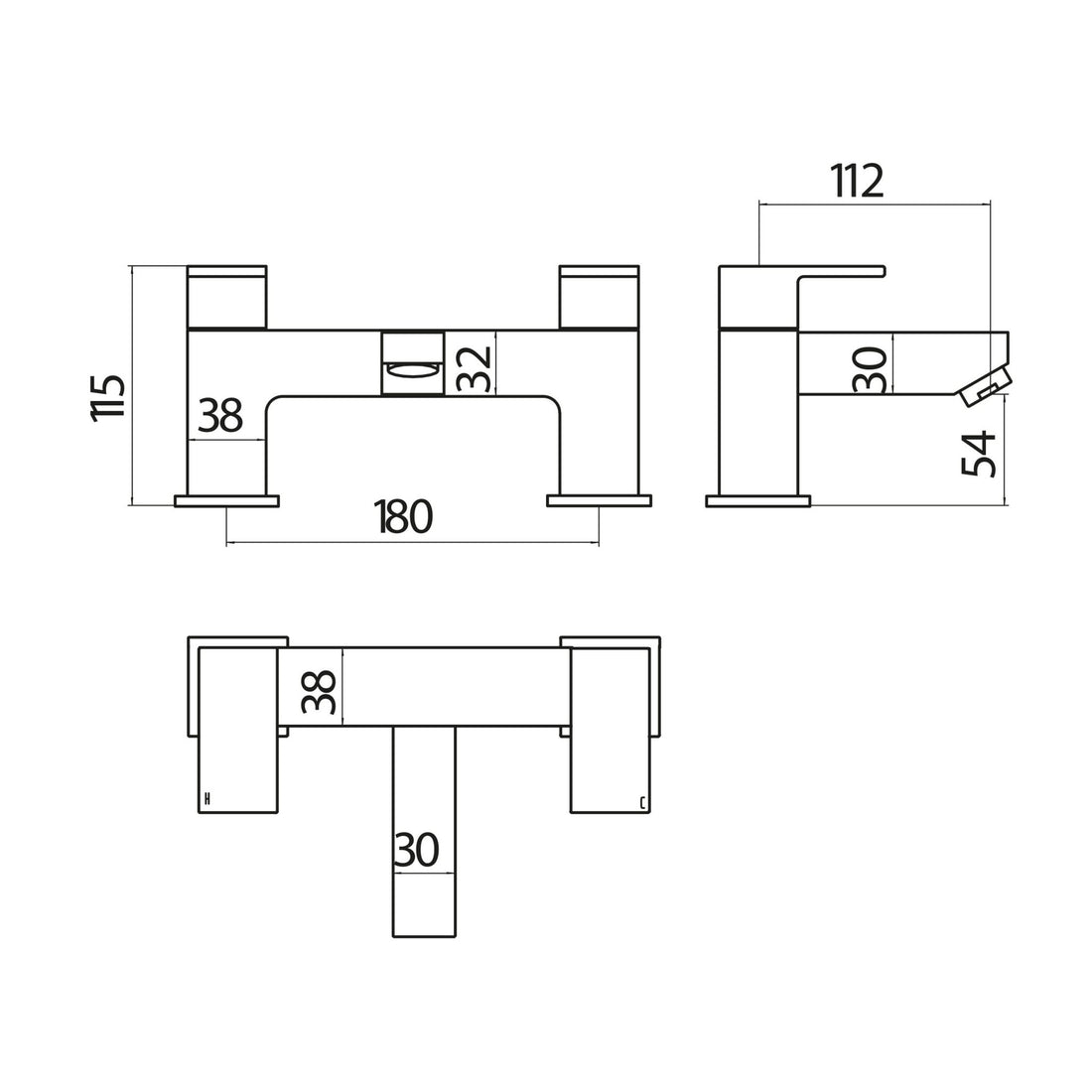 Cube Chrome Bath Filler Tap