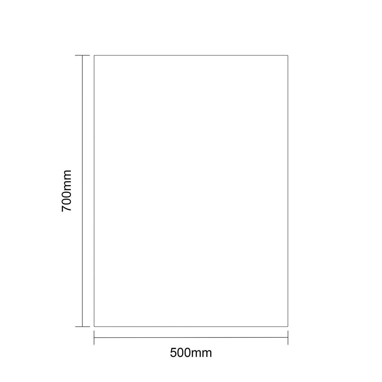 Rectangular area with dimensions 700mm by 500mm on a white background