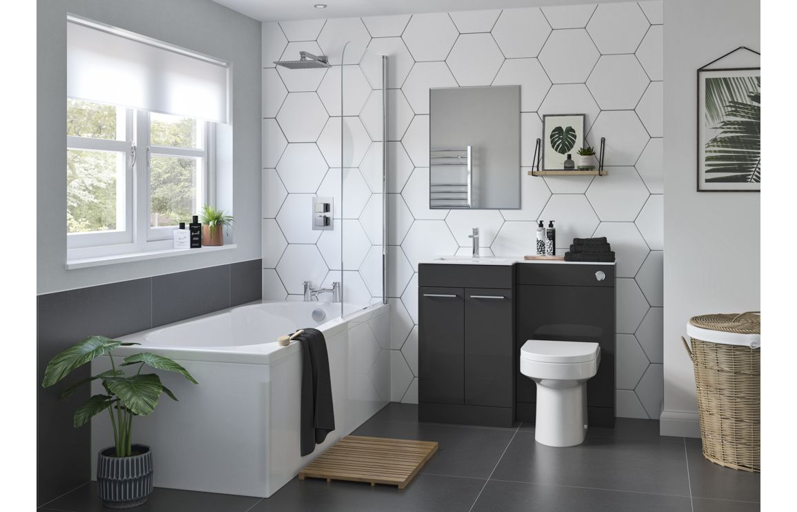 1000mm Levanto L-Shaped Furniture Set - Steel Grey Gloss