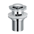Chrome sink drain trap on a white background